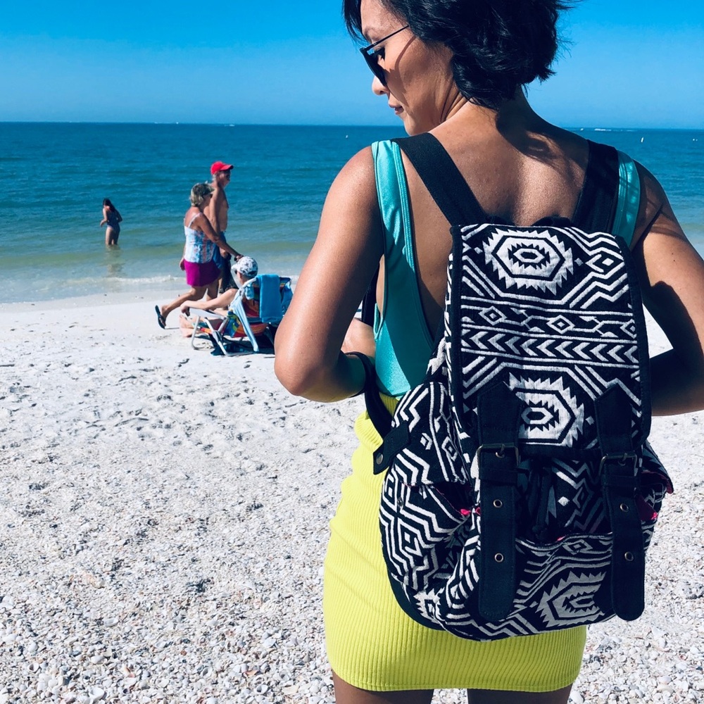 Adjustable Pocket Design Print Backpack Bookbag - image 2